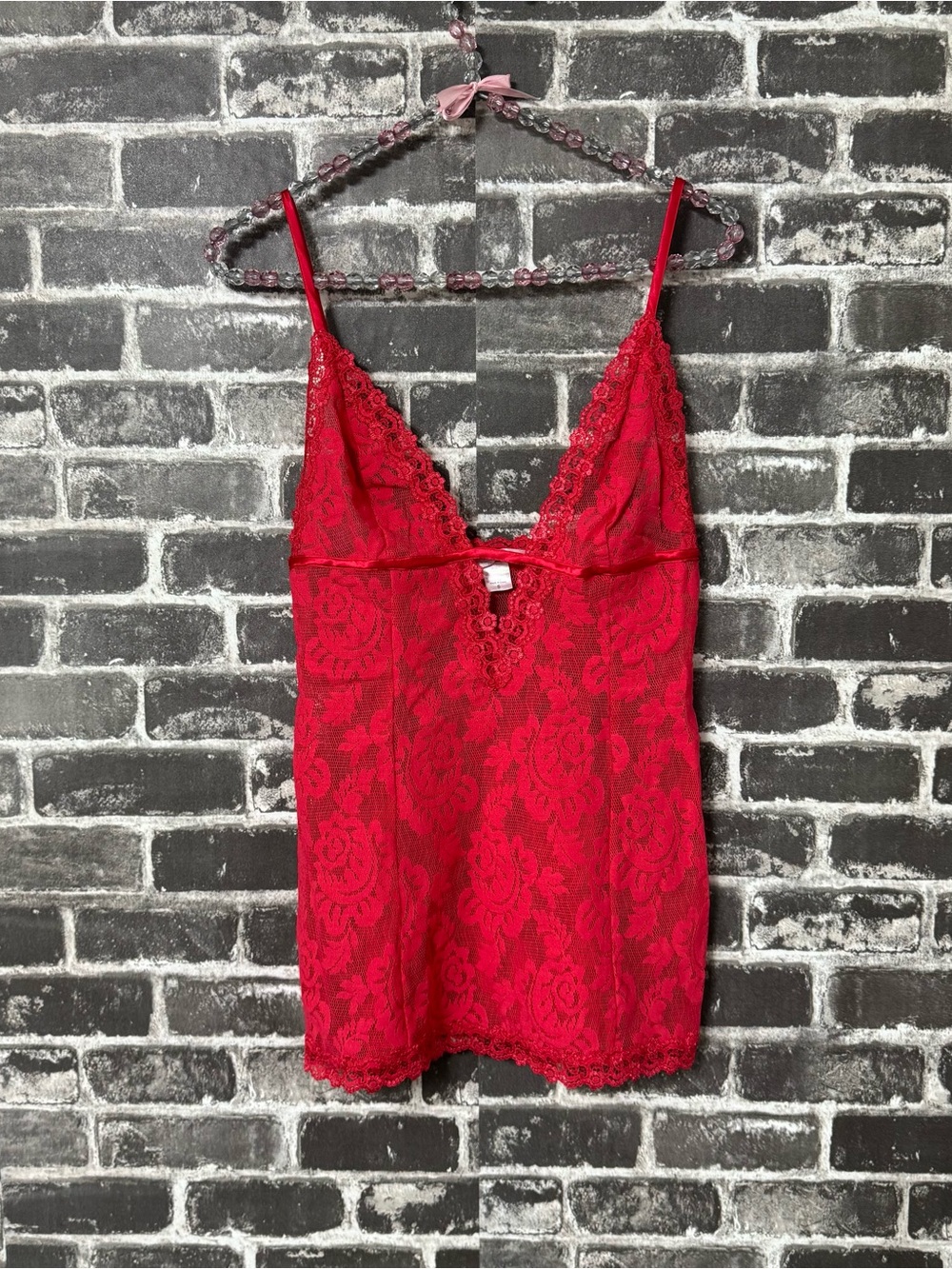 Victoria’s Secret lace cami top lingerie red